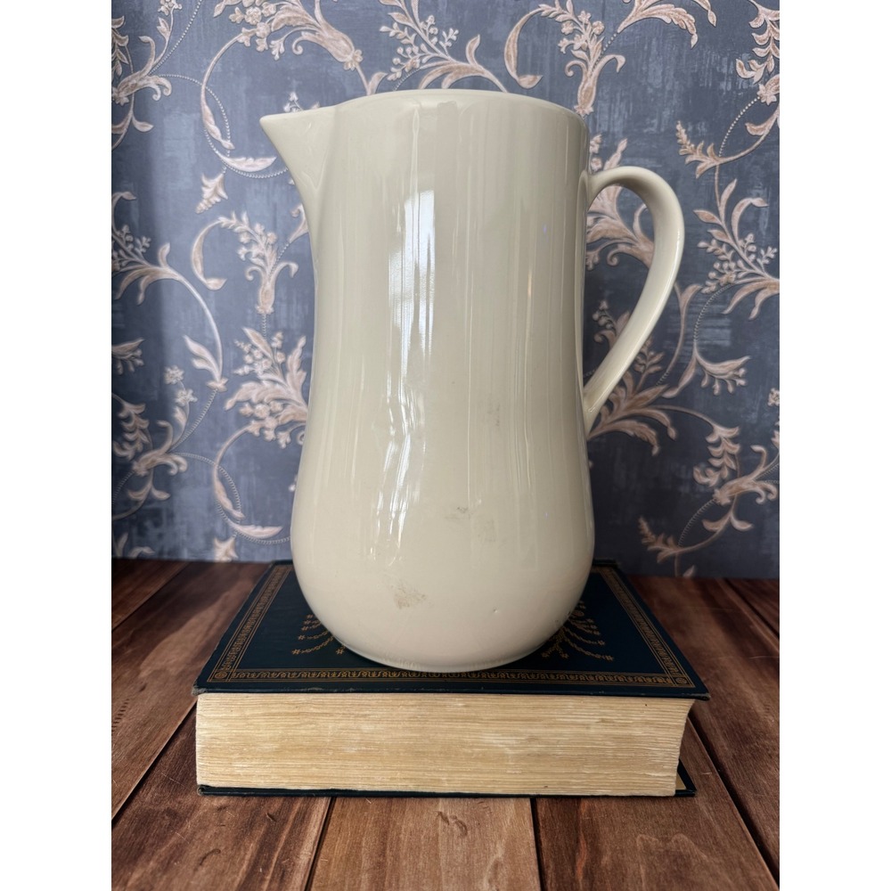 Pottery Barn Earthenware Pitcher Cream Ivory Glazed Ceramic Farmhouse Decor